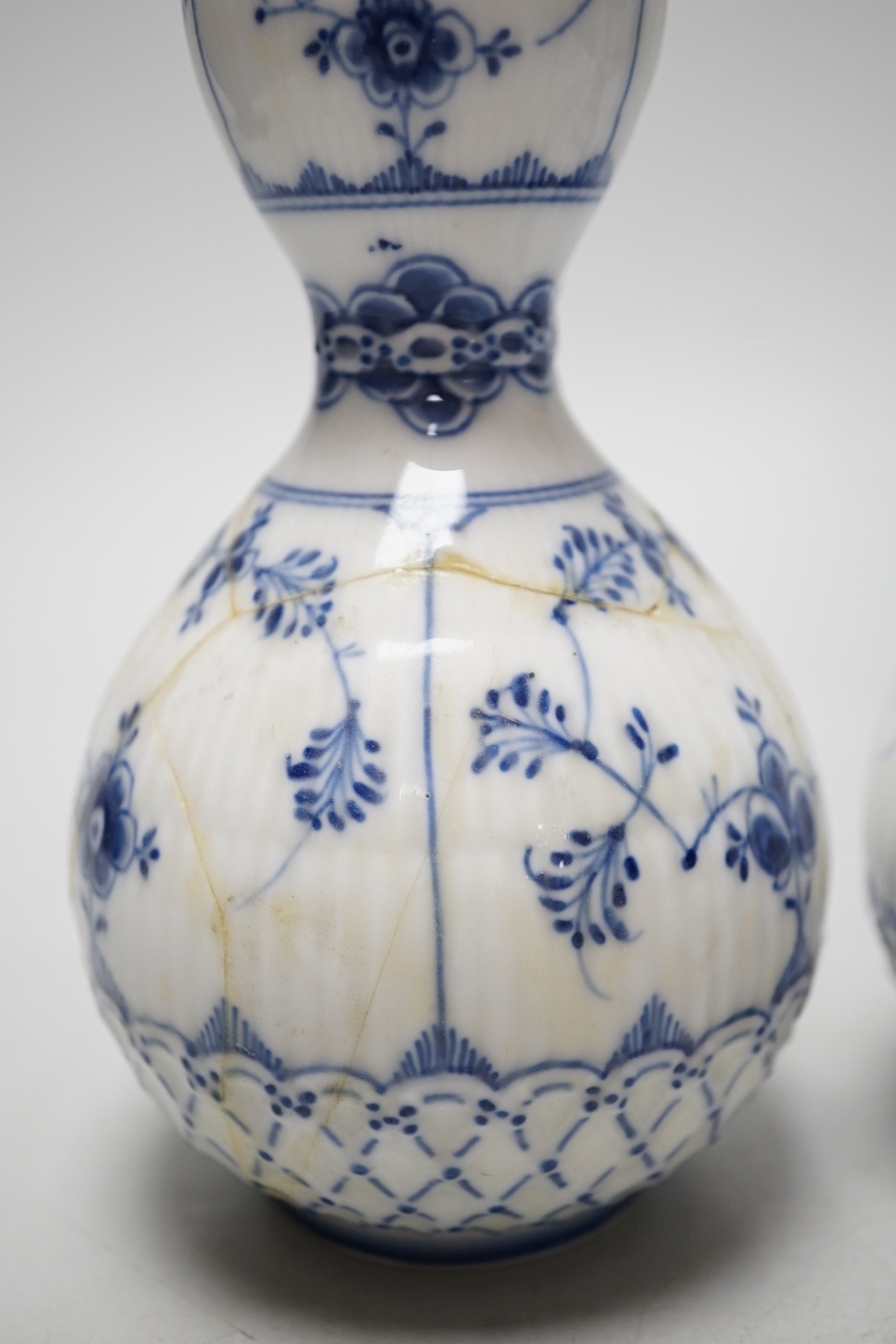 A pair of Royal Copenhagen onion pattern vases, 17cm